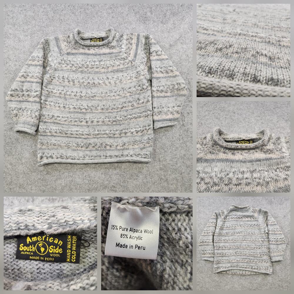 American South Side Sweater Womens Medium Gray Roll Neck Alpaca Wool Blend Knit‎